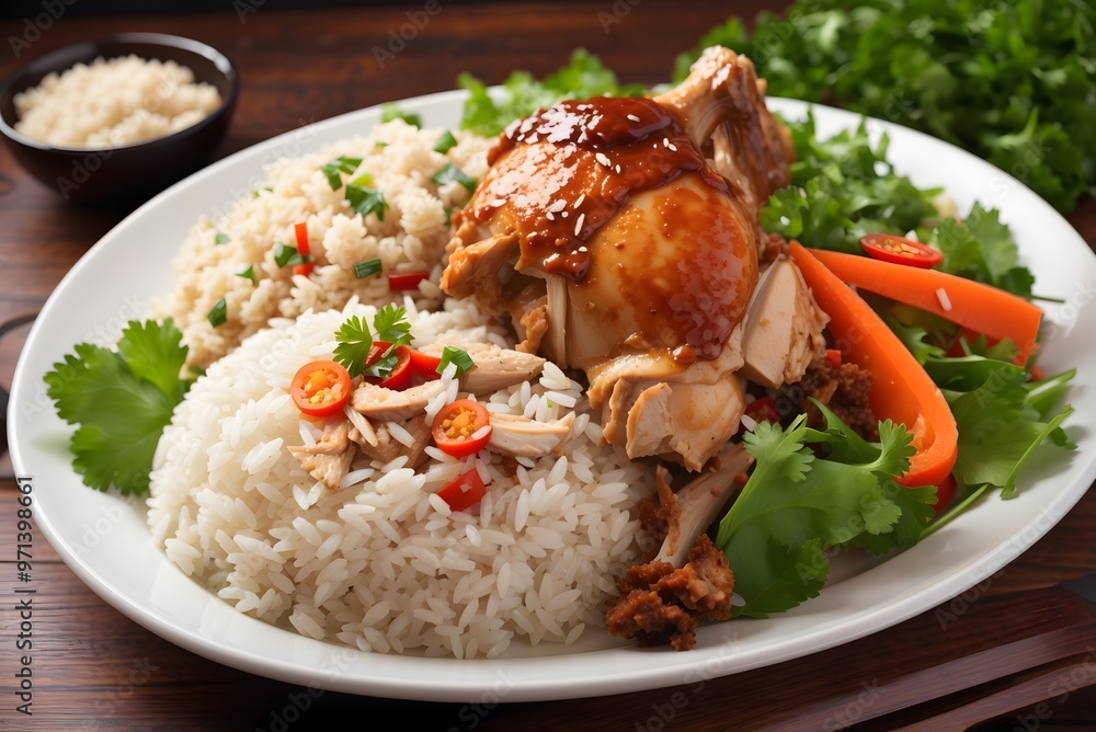 Grilled chicken breast with vegetables, rice and cherry tomatoes. Healthy eating scene, grilled chicken on a wooden table. Grilled chicken breast with vegetables, rice and cherry tomatoes. Healthy eating scene, grilled chicken on a wooden table.