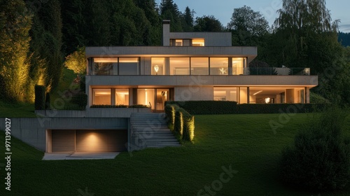 Modern Home at Dusk