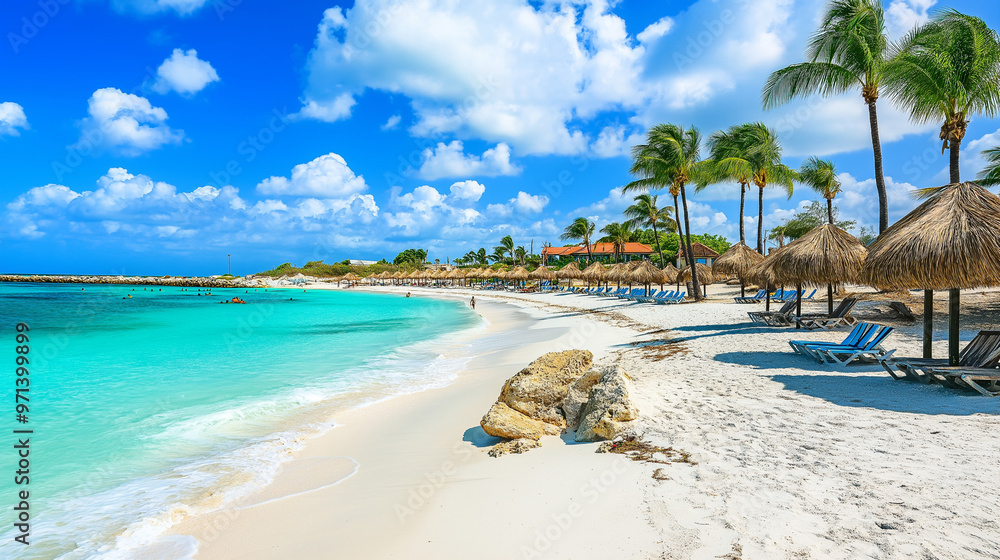 Eagle Beach, Aruba, the most beautiful view, beautiful sky, clear sea, beautiful clouds, good weather.