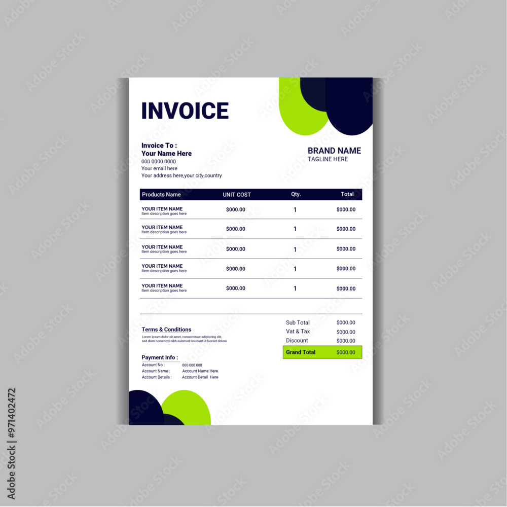 Minimal Corporate Business Invoice design template vector illustration