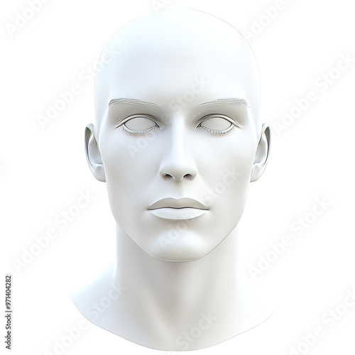 White male mannequin head for display isolated transparent