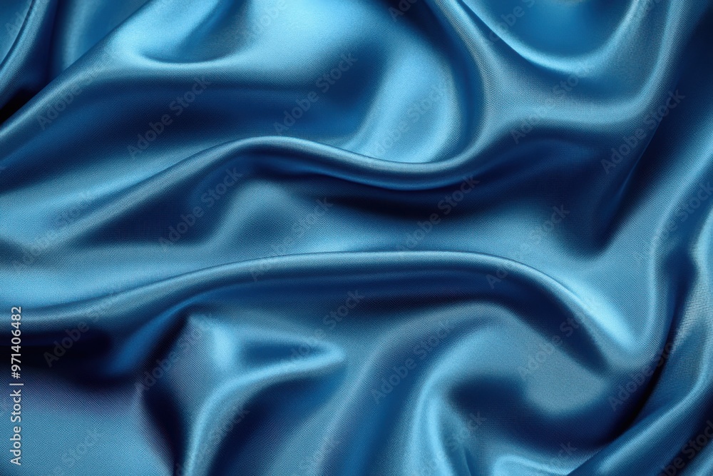 Fototapeta premium Blue satin cloth, luxury background for products display.