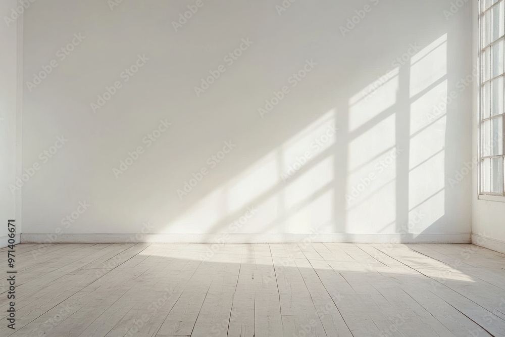 Modern empty room with wooden floor and large white plain wall background. Modern empty room with wooden floor and large white plain wall background.