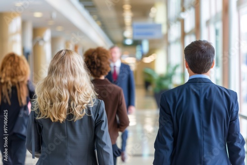 Businesspeople Walking in an Office Building