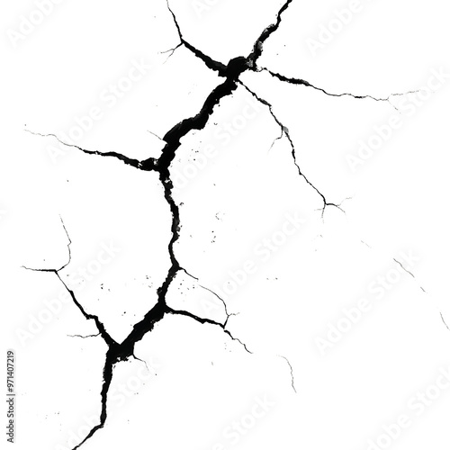 Cracked ground pattern, Fine detailed crack texture, Abstract broken surface, Nature inspired crack image photo