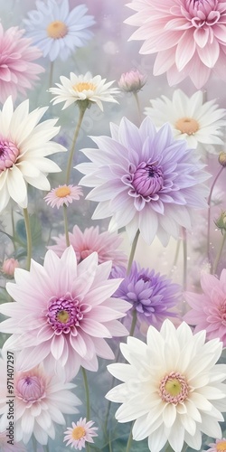 A closeup view of various colorful flowers