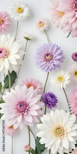 A closeup view of various colorful flowers