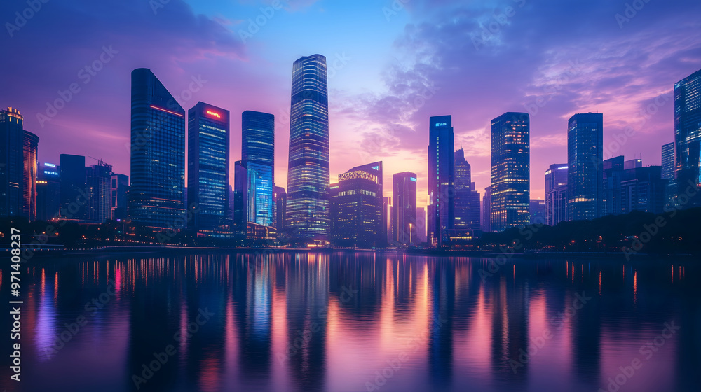 Neon Cityscape: A Nighttime Reflection. Neon Cityscape: A Nighttime Reflection.