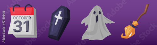 set of halloween icons, Halloween festival cute illustration