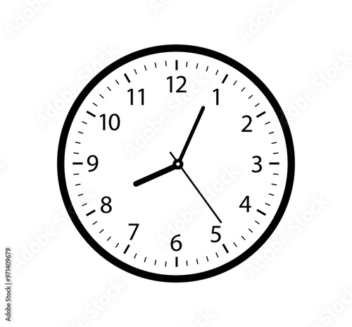 Wall clock. Simple wall clock. Classic design wall clock. Analog clock. time icon. Vector illustration