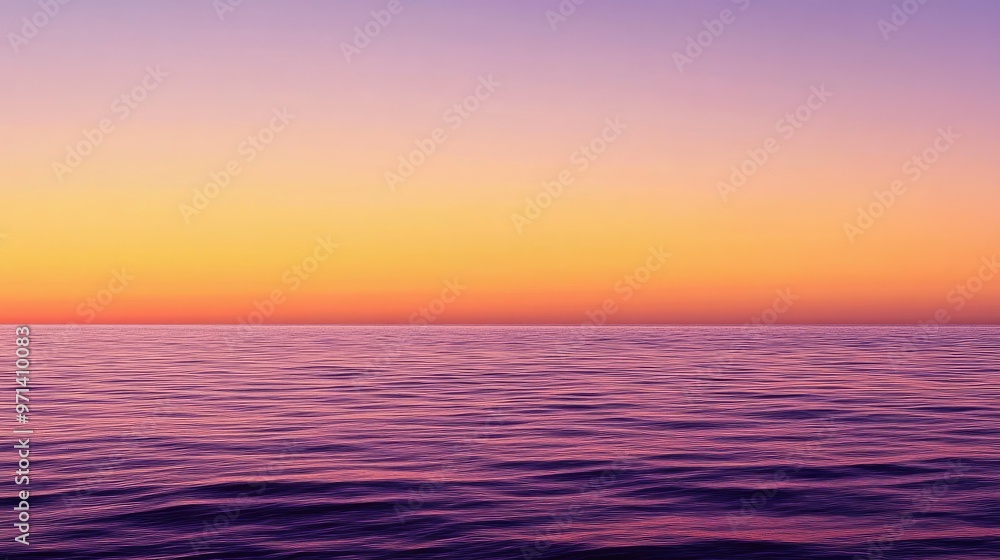 Fototapeta premium A serene ocean view at sunset, showcasing tranquil waves and a gradient sky.