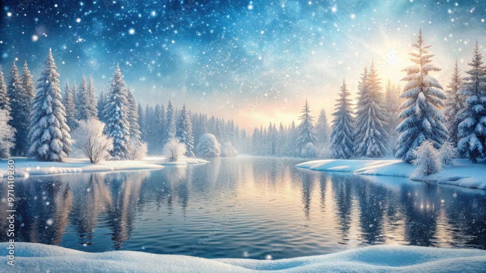Snow falling gently on a serene winter landscape Snow falling gently on a serene winter landscape