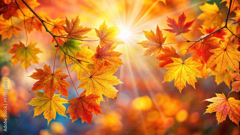 Vibrant autumn leaves glowing in the sunlight Vibrant autumn leaves glowing in the sunlight