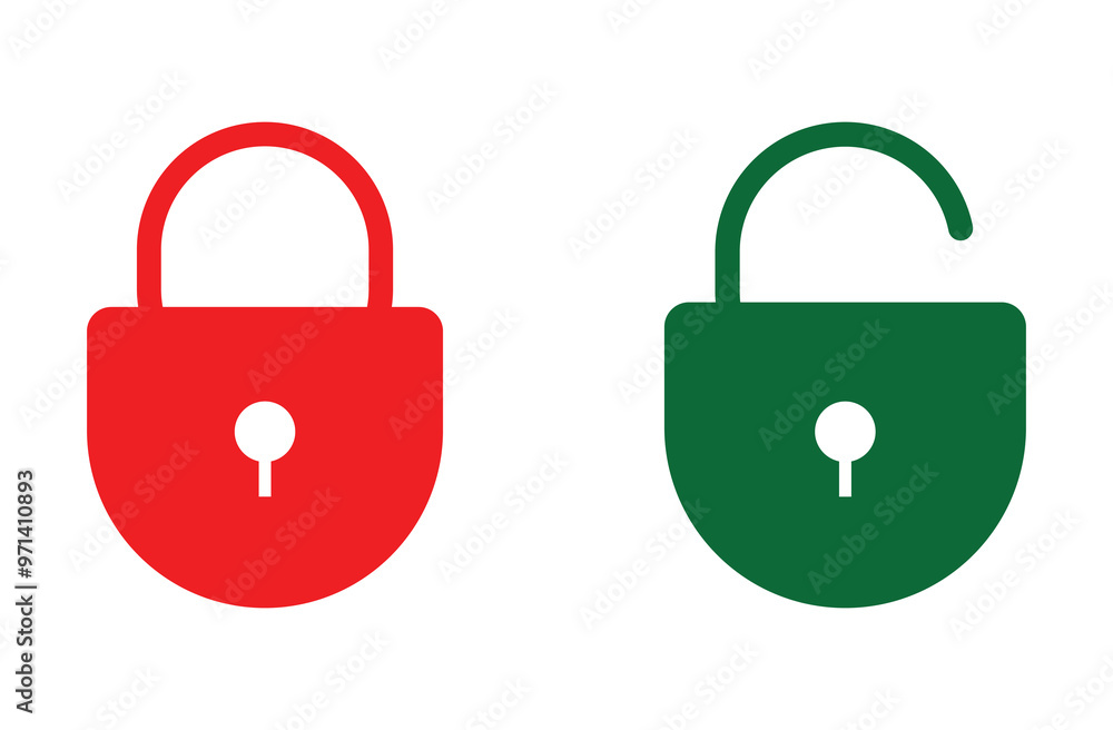 Red Locked and Green Unlocked icons set. Padlock symbol collection. Security symbol. red and green isolated icon of locked and unlocked lock on white background. Vector illustration. Eps file 68. Red Locked and Green Unlocked icons set. Padlock symbol collection. Security symbol. red and green isolated icon of locked and unlocked lock on white background. Vector illustration. Eps file 68.