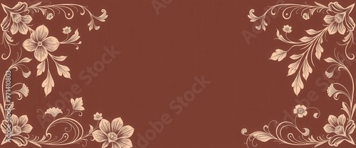 Ornate Floral Frame on a Rustic Brown Background
