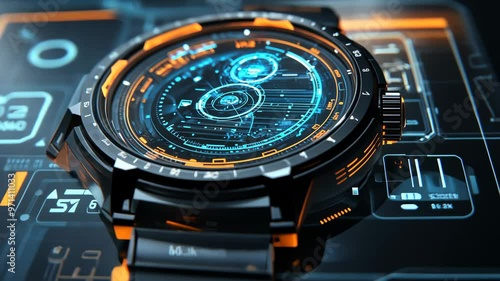 Futuristic Smartwatch with Digital Display