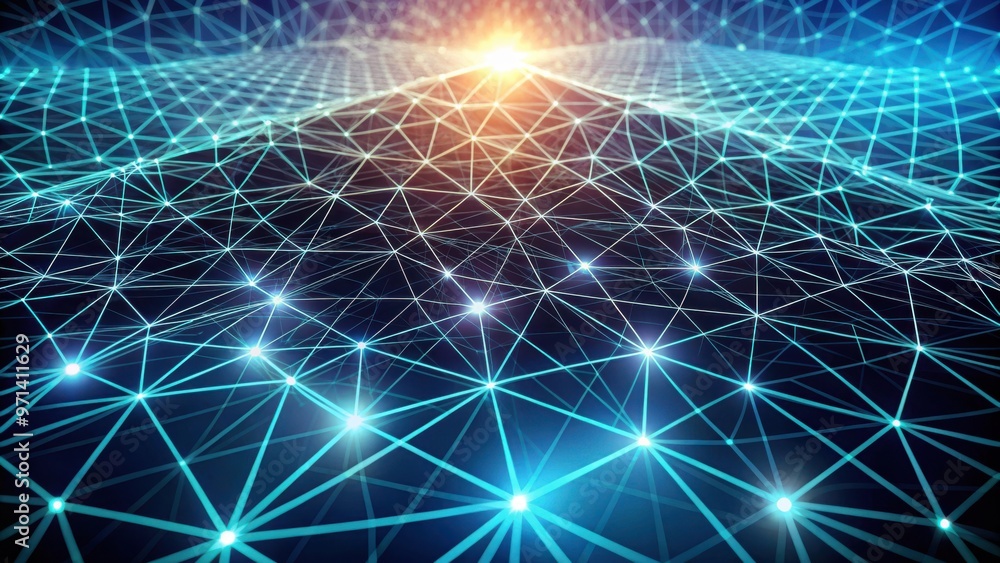 Naklejka premium Abstract digital net grid structure background with geometric pattern and perspective angles