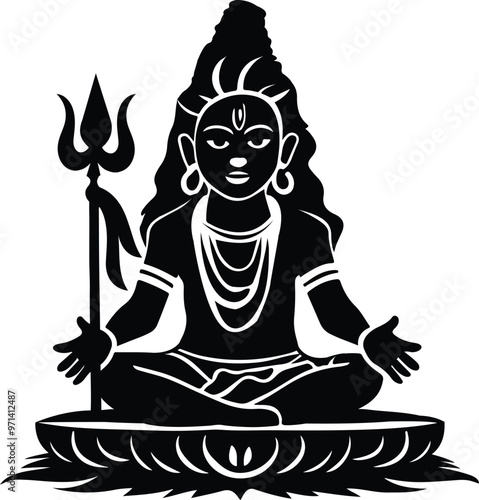 Lord Shiva face silhouette vector illustration