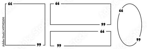 Quote box frame set. Texting quote boxes. Templates of texting black line quote frames for definition, remark, and citation design.Tex border collection.eps10