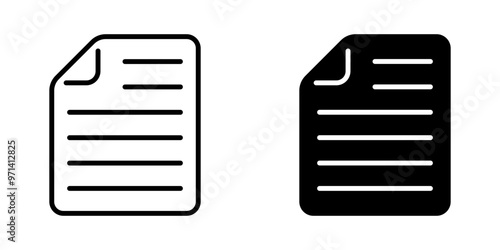 Text Document Icon - Paper Sheet Illustration for Office Work, Writing Apps, Digital File Management, Content Creation Graphic Symbol, Document Icon, Paper Symbol, Text File Graphic