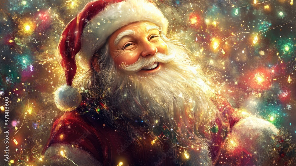 Santa Claus with a jolly smile, surrounded by twinkling fantasy lights and soft, glowing colors, capturing the magic of the holiday season. Santa Claus with a jolly smile, surrounded by twinkling fantasy lights and soft, glowing colors, capturing the magic of the holiday season.