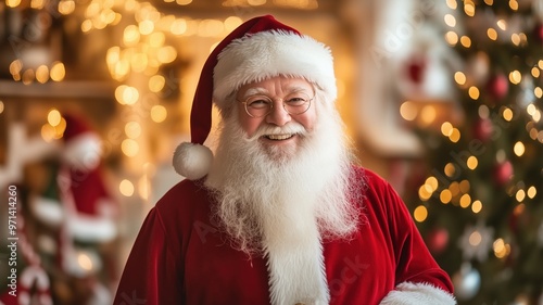 A jolly Santa Claus, smilin...