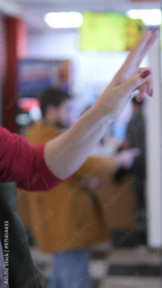 Hand gesture displayed within the context of a busy environment, filled with life Hand gesture displayed within the context of a busy environment, filled with life