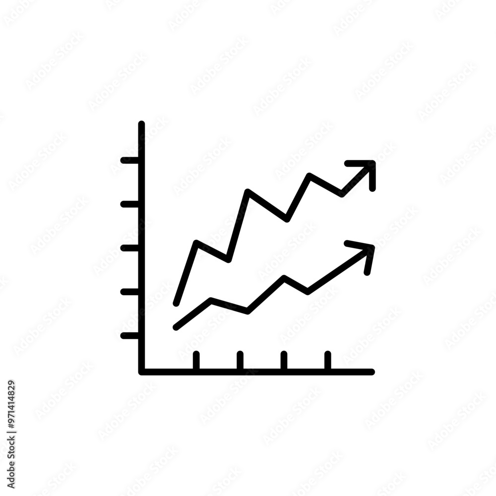 Upward Trending Line Chart Icon: Visualizing Growth and Success Upward Trending Line Chart Icon: Visualizing Growth and Success