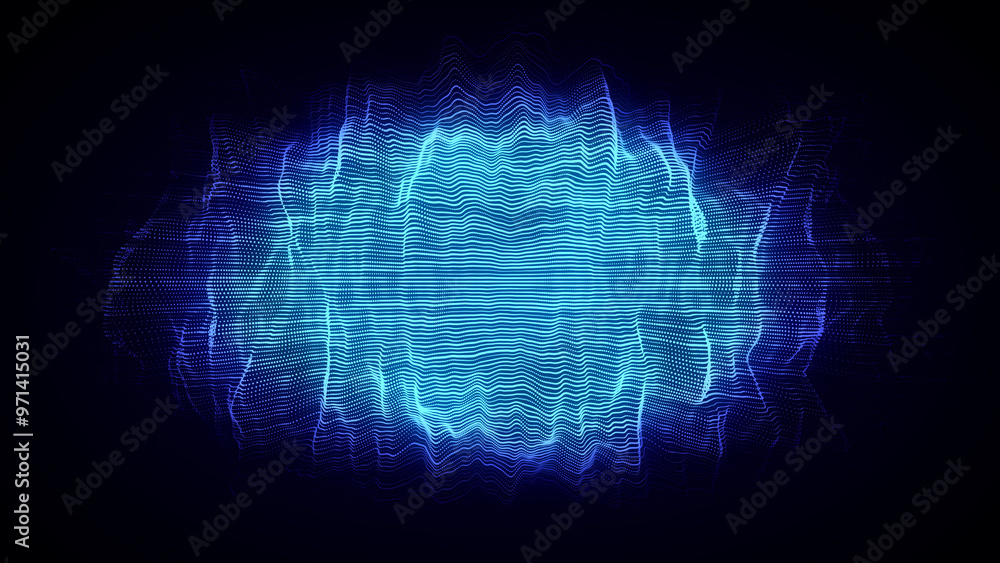 Obraz premium Technology blue sphere with connecting dots and lines. Digital abstract network structure. 3D rendering.