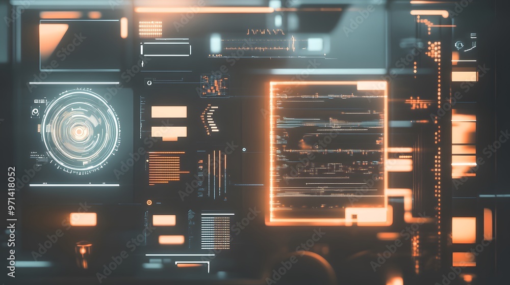 Fototapeta premium Modern HUD elements arranged on a smooth muted background