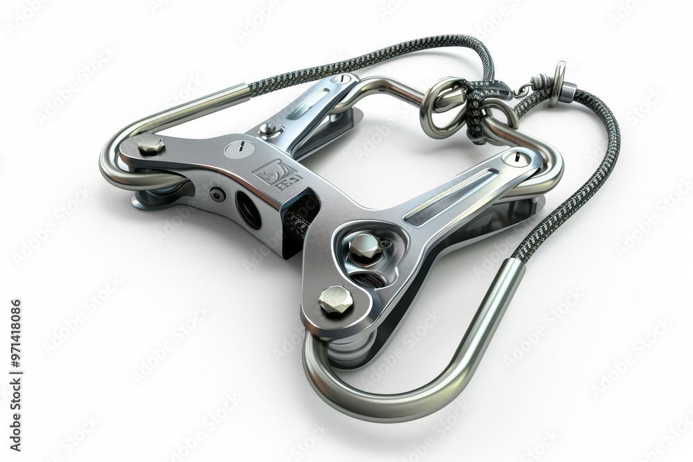 High-quality metal pulley block with carabiner and rope, ideal for climbing and rigging applications. High-quality metal pulley block with carabiner and rope, ideal for climbing and rigging applications.