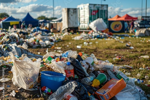 A Pile of Trash in a Field After a Music Festival