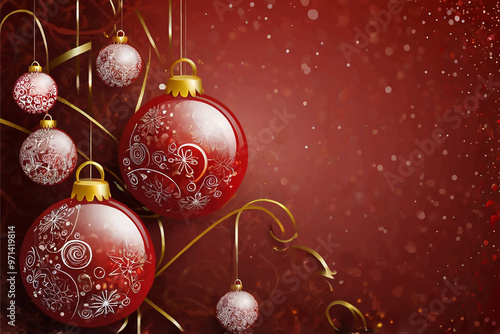 christmas background with balls and snowflakes