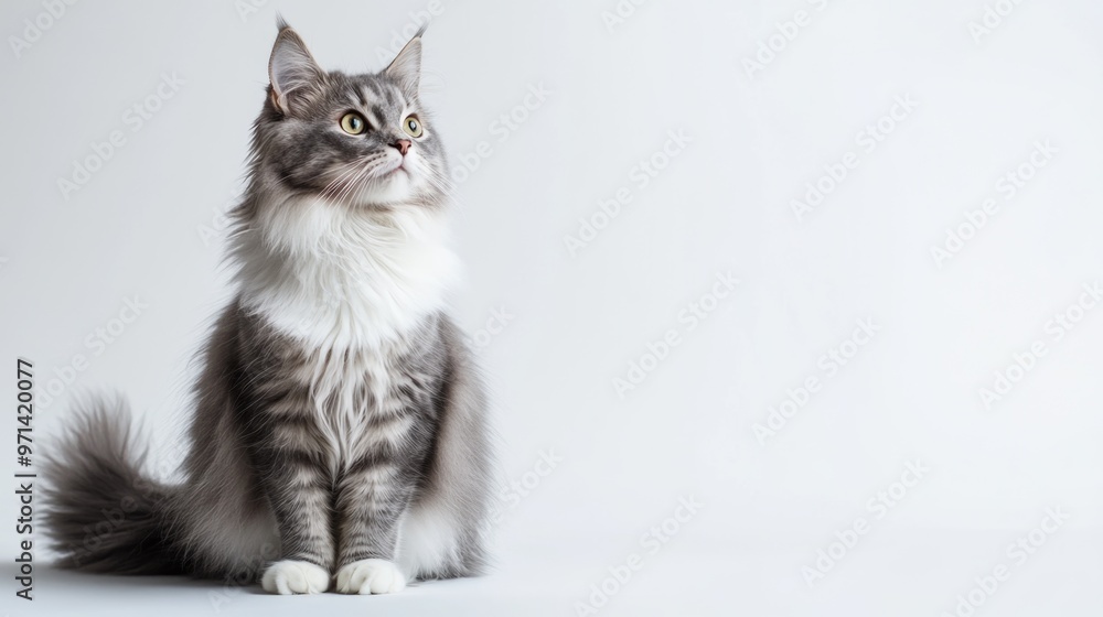 Obraz premium Gray and White Cat Sitting