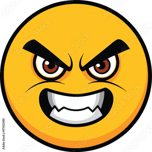 Angry Face Emoji Vector Icon Illustration on white Background.
