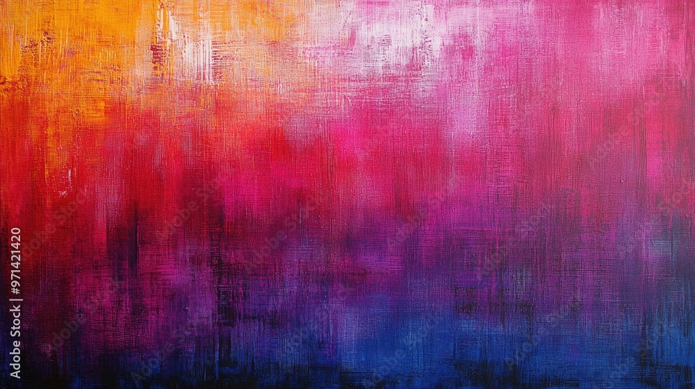 Fototapeta premium An abstract painting featuring a gradient of vibrant colors blending from orange to purple.