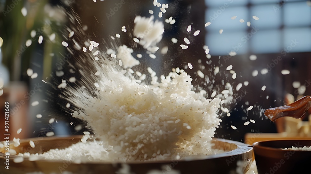 Exploding Rice Explosive of Korean Sweet Rice Drink with Flowing Grains and Liquid ...
