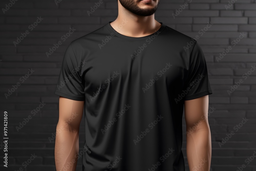 T-shirt design template concept - Men perfect body wear the black tshirt mockup template design T-shirt design template concept - Men perfect body wear the black tshirt mockup template design