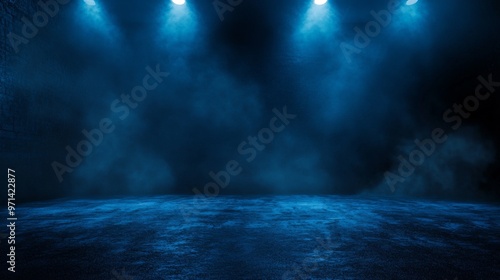 Wallpaper Mural Blue Spotlight Stage with Fog Torontodigital.ca