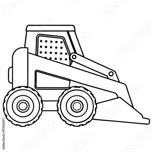 skid steer loader machine outline coloring book page line art drawing
