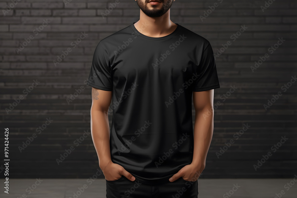 T-shirt design template concept - Men perfect body wear the black tshirt mockup template design T-shirt design template concept - Men perfect body wear the black tshirt mockup template design
