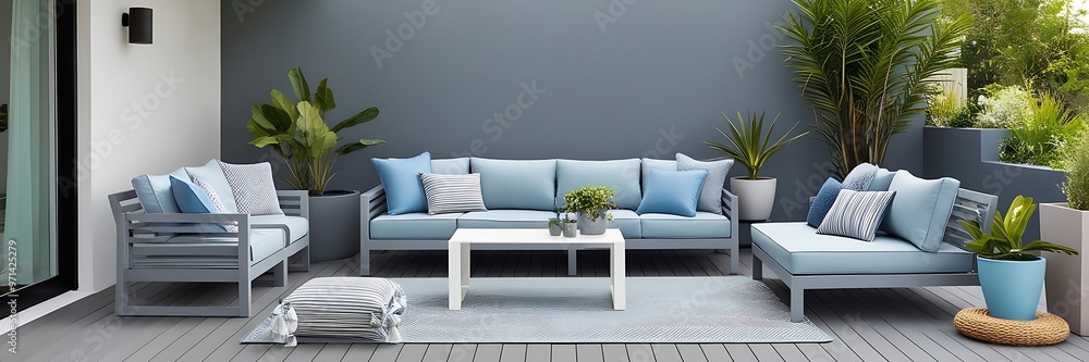 Sophisticated Sofa Set Against a Blank Wall, Highlighting a Modern Interior with Clean Lines, Subtle Colors, and a Calm, Inviting Atmosphere Sophisticated Sofa Set Against a Blank Wall, Highlighting a Modern Interior with Clean Lines, Subtle Colors, and a Calm, Inviting Atmosphere