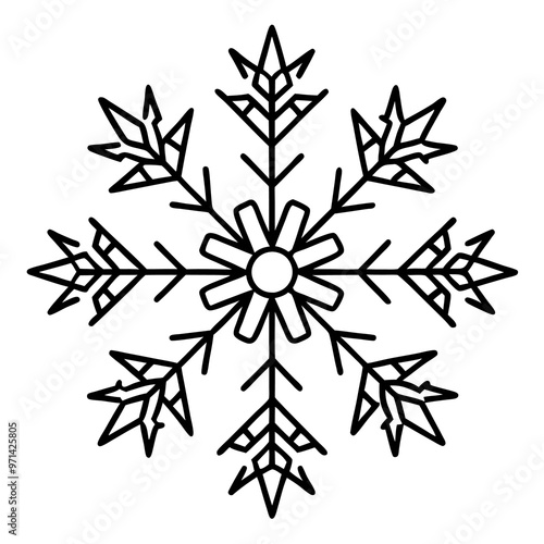 snowflake outline coloring book page line art drawing