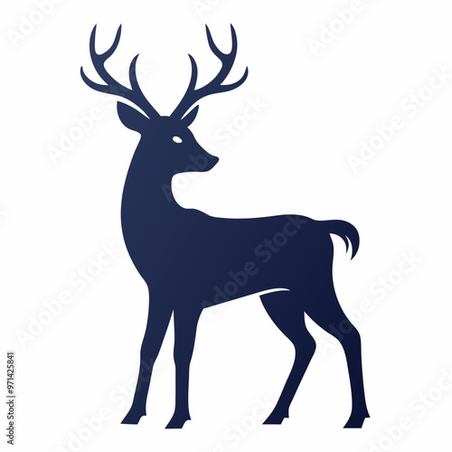 vector deer silhouette forest animal illustration on white background