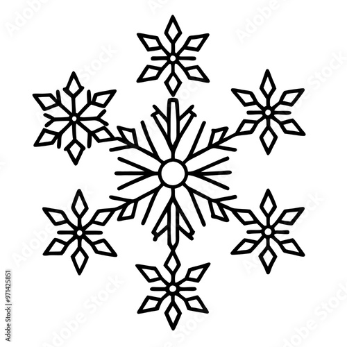 snowflake outline coloring book page line art drawing photo