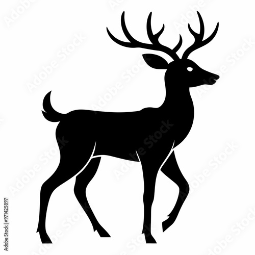 vector deer silhouette forest animal illustration on white background