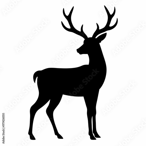 vector deer silhouette forest animal illustration on white background