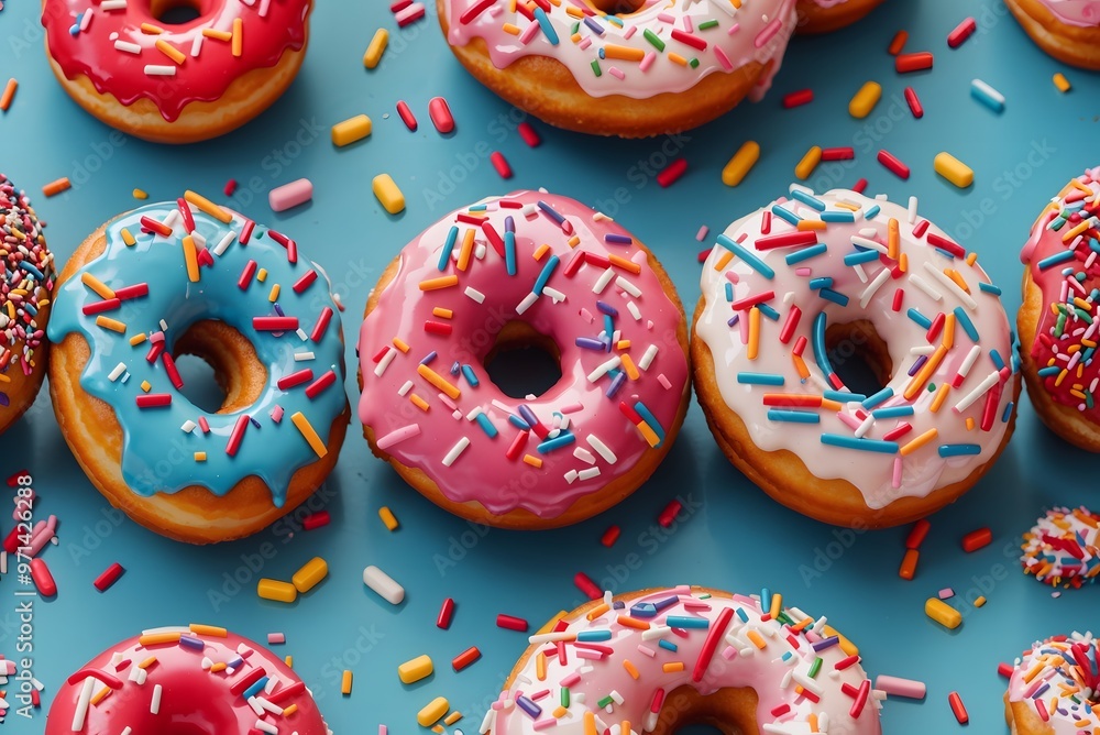 Fresh glazed donut with colorful sprinkles Fresh glazed donut with colorful sprinkles