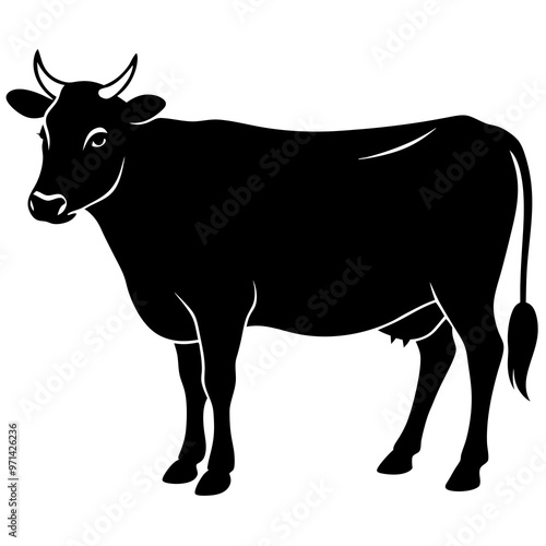 vector cow silhouette black animals design isolated on white background