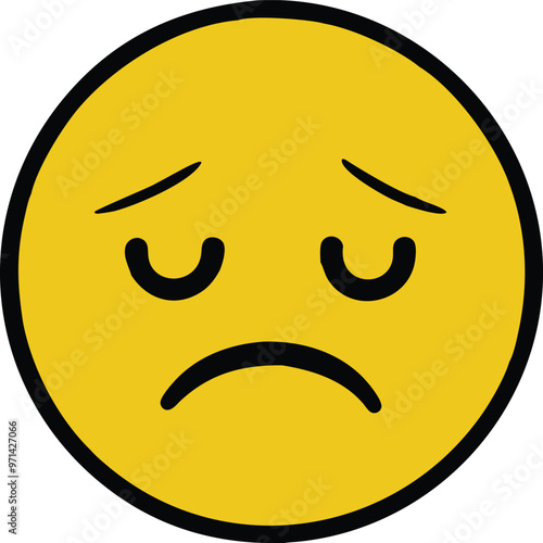 Disappointed But Relieved Face Emoji Vector Icon Illustration on white Background.